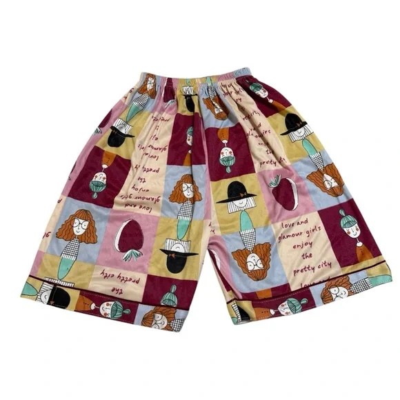 Vintage Women's Patchwork Whimsy Ladies Graphic Shorts - Picture 1 of 6